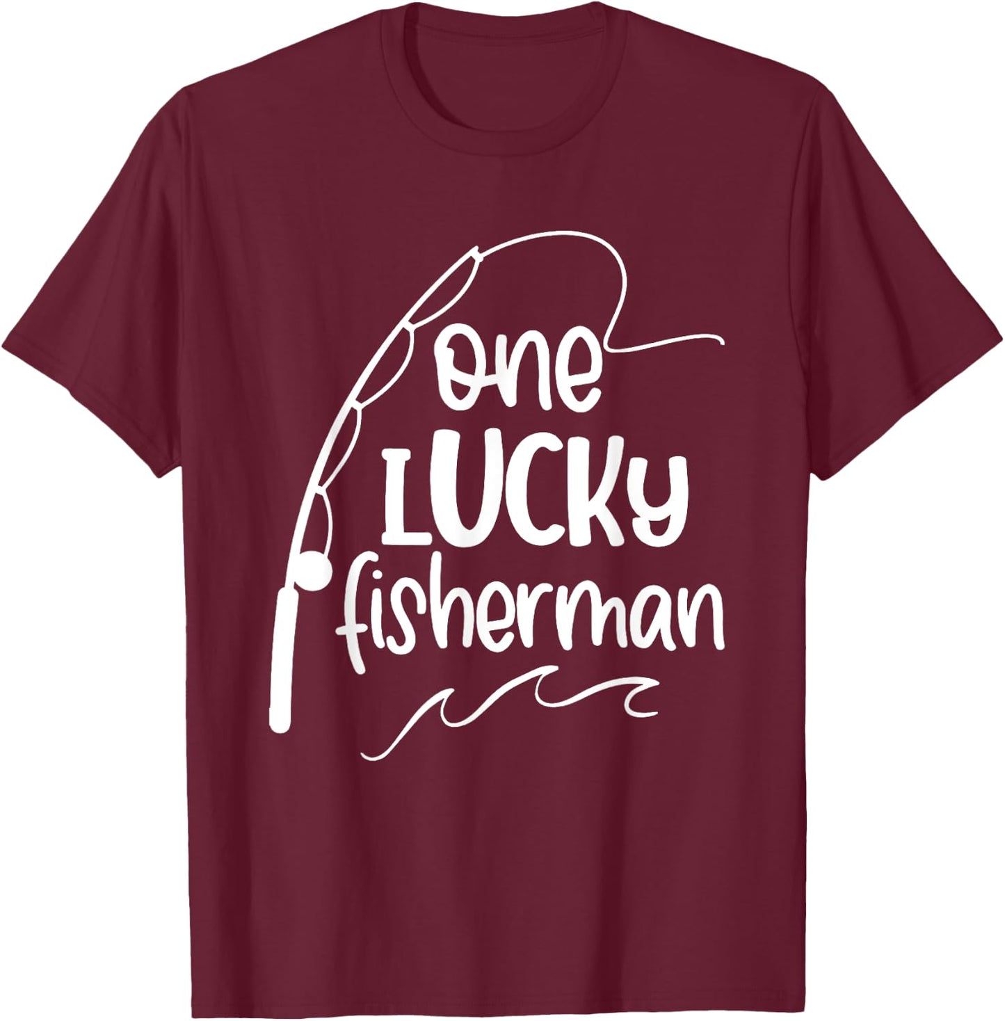 Best Catch of His Life One Lucky Fisherman Couple Matching T-Shirt - T-Shirt | Maroon