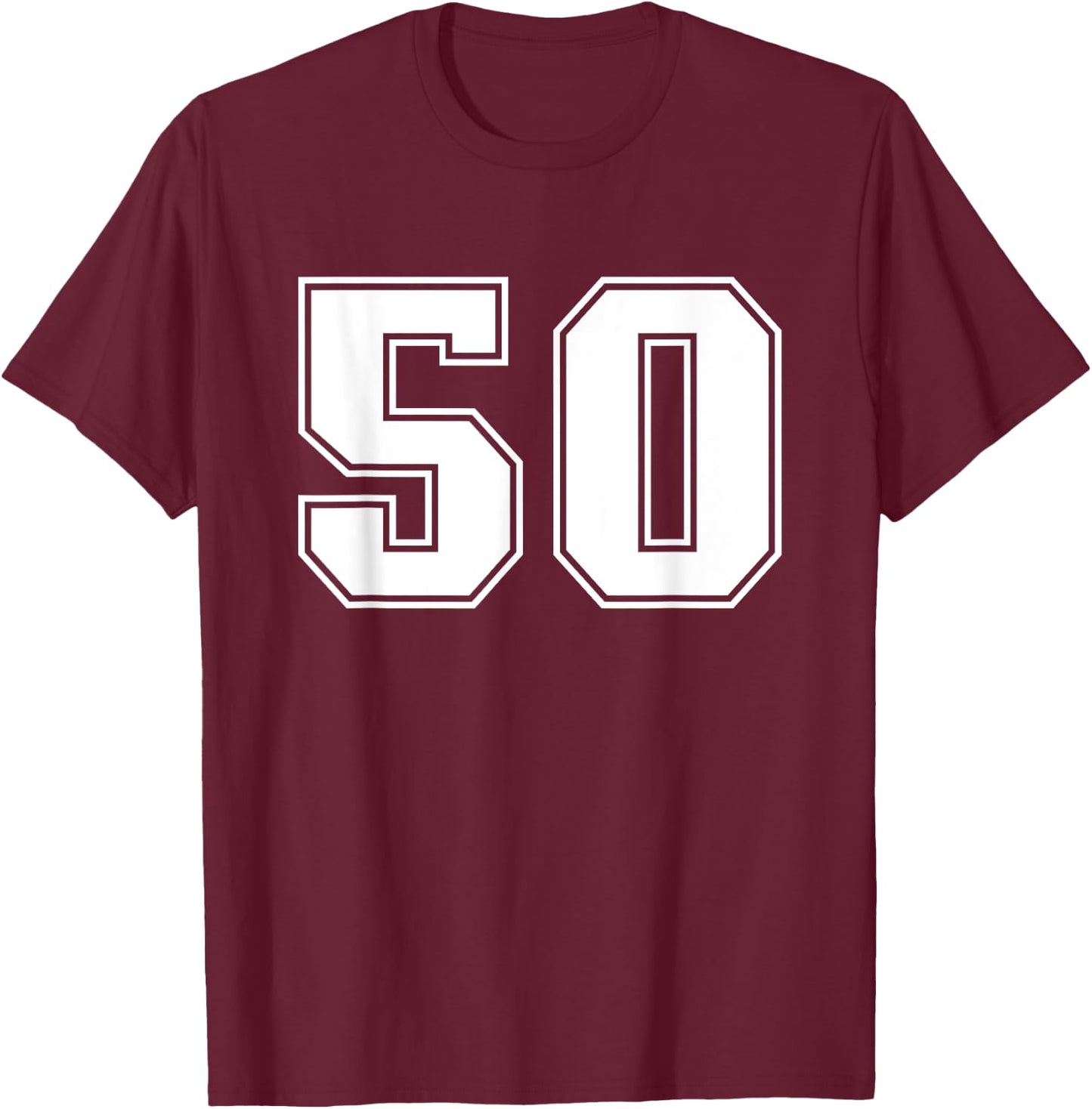 Number #50 Sports Jersey Lucky Number T-Shirt - T-Shirt | Maroon