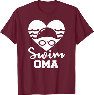 Swim Oma Funny Swimming Oma T-Shirt - T-Shirt | Maroon
