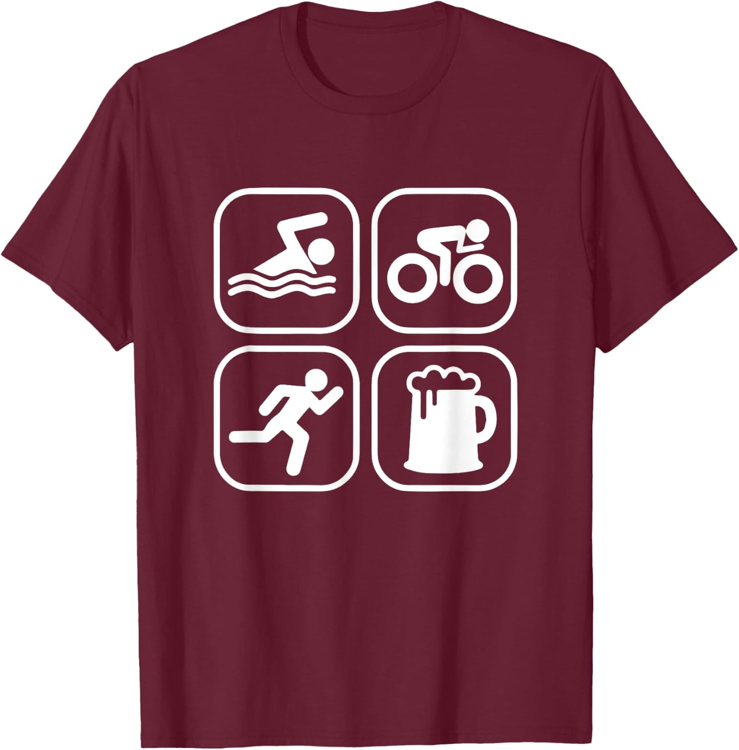 Swim Cycle Run And Beer Triathlon T-Shirt - T-Shirt | Maroon