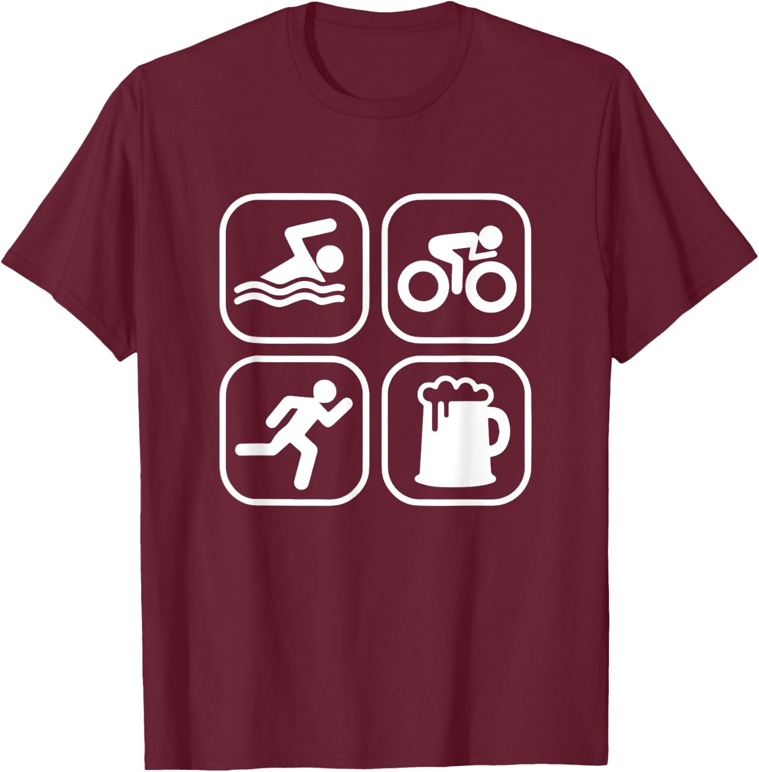 Swim Cycle Run And Beer Triathlon T-Shirt - T-Shirt | Maroon