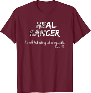He Can Heal Cancer Christian / Zebra Print Rare Cancers T-Shirt - T-Shirt | Maroon