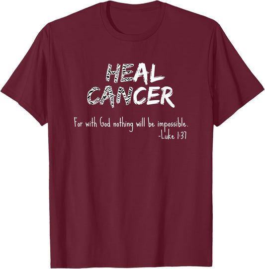 He Can Heal Cancer Christian / Zebra Print Rare Cancers T-Shirt - T-Shirt | Maroon