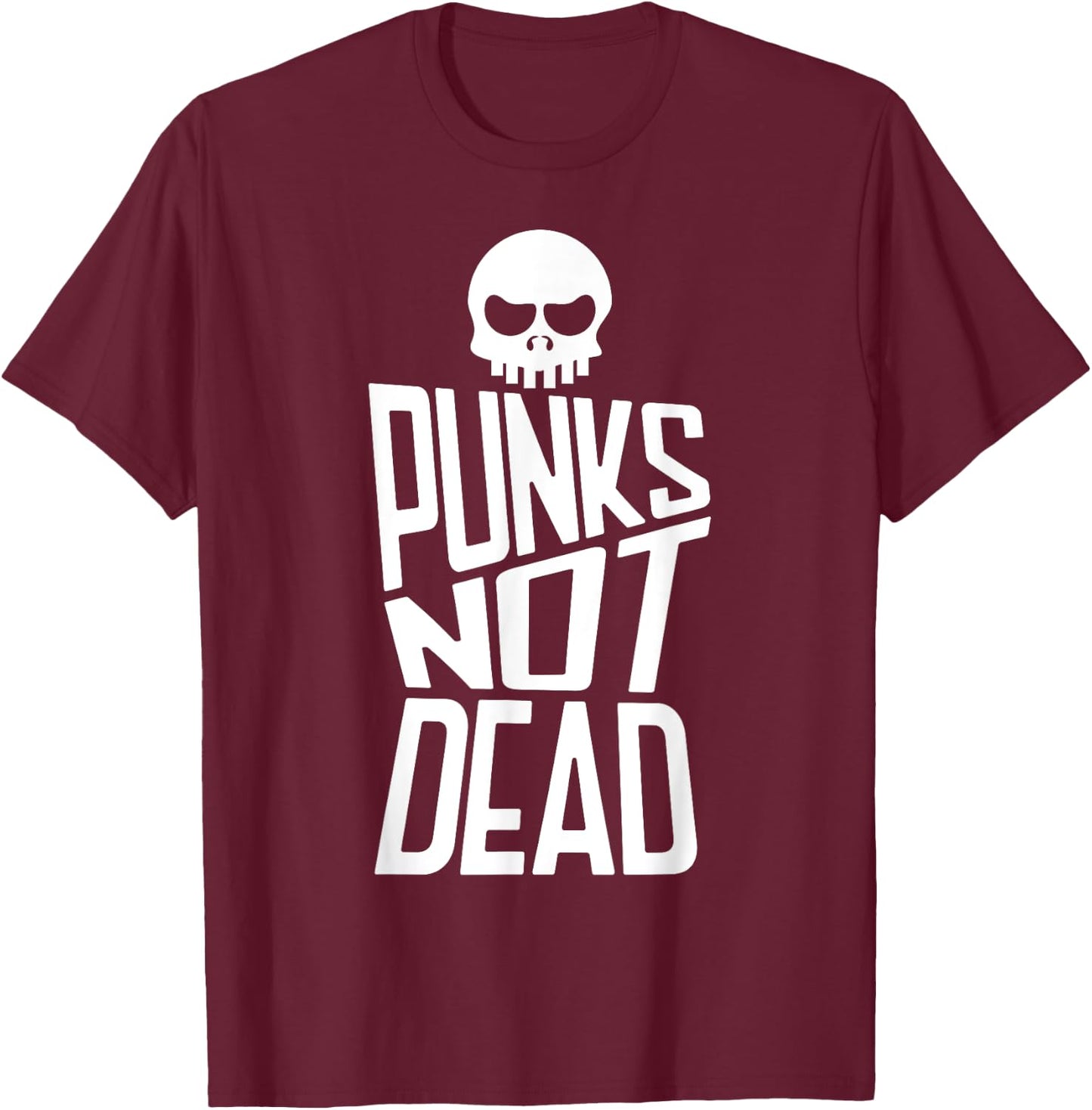 Punks Not Dead Skeleton Music Skull Aesthetic Subculture T-Shirt - T-Shirt | Maroon
