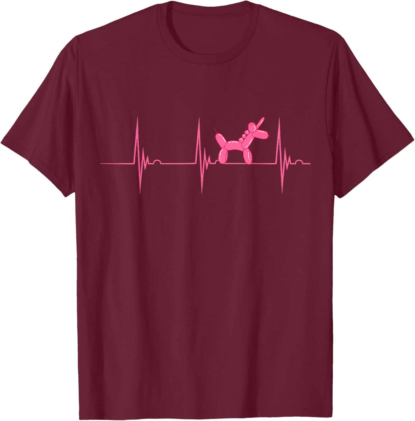 Amazing Balloon Benders Twisting Animals Balloon Artist Heartbeat EKG Pulse Unicorn Animal - Women's, Black, Small, Short Sleeve T-Shirt - T-Shirt | Maroon