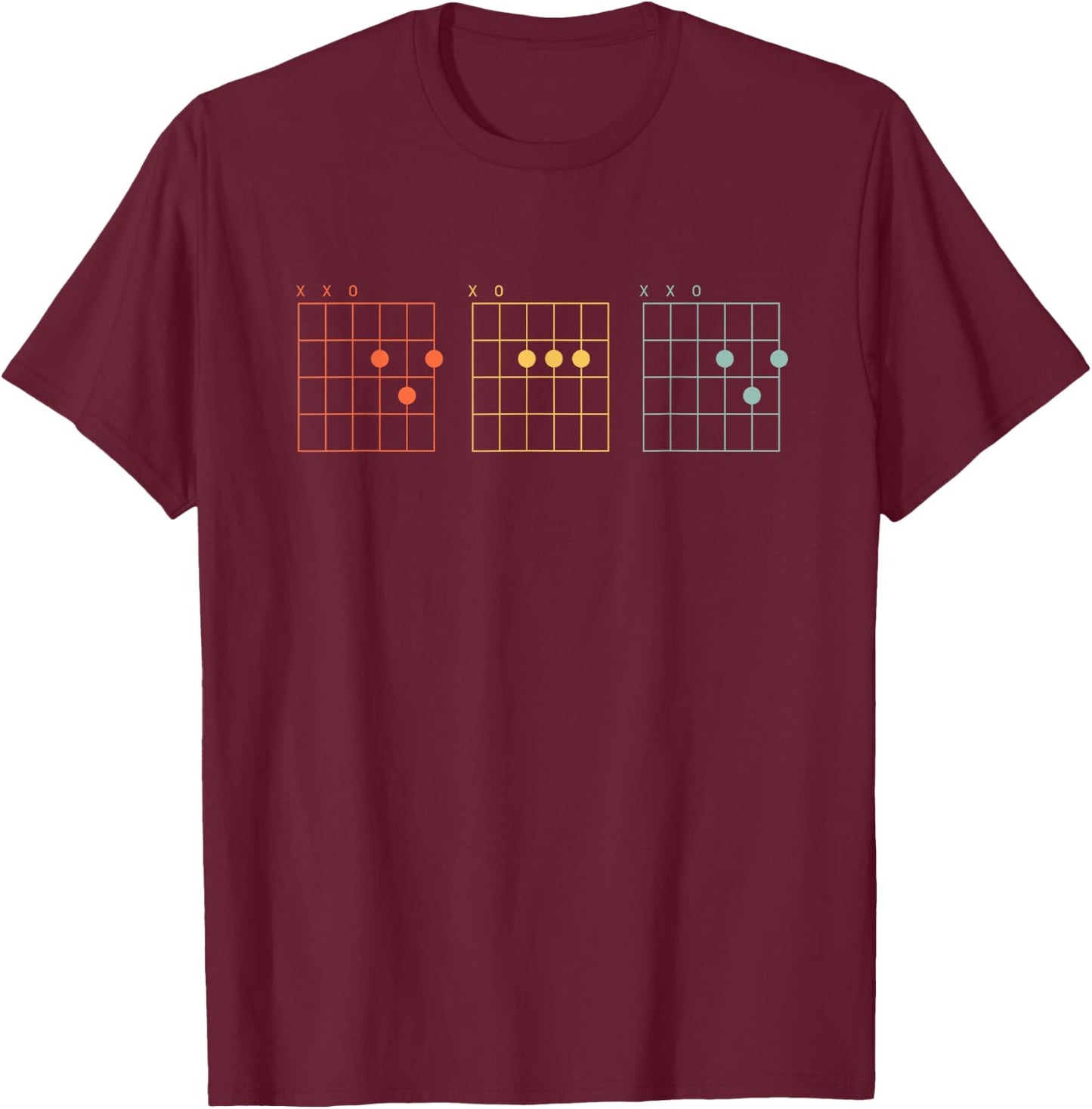Retro Guitar Best Dad Ever DAD Chords Guitarist Fathers Day T-Shirt - T-Shirt | Maroon