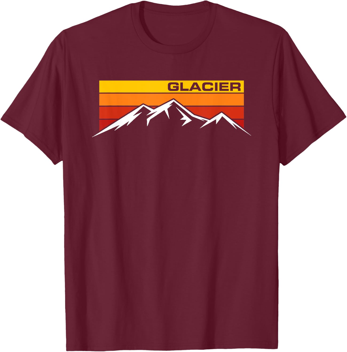 Glacier National Park Retro Mountain Line Hiking Souvenir T-Shirt - T-Shirt | Maroon