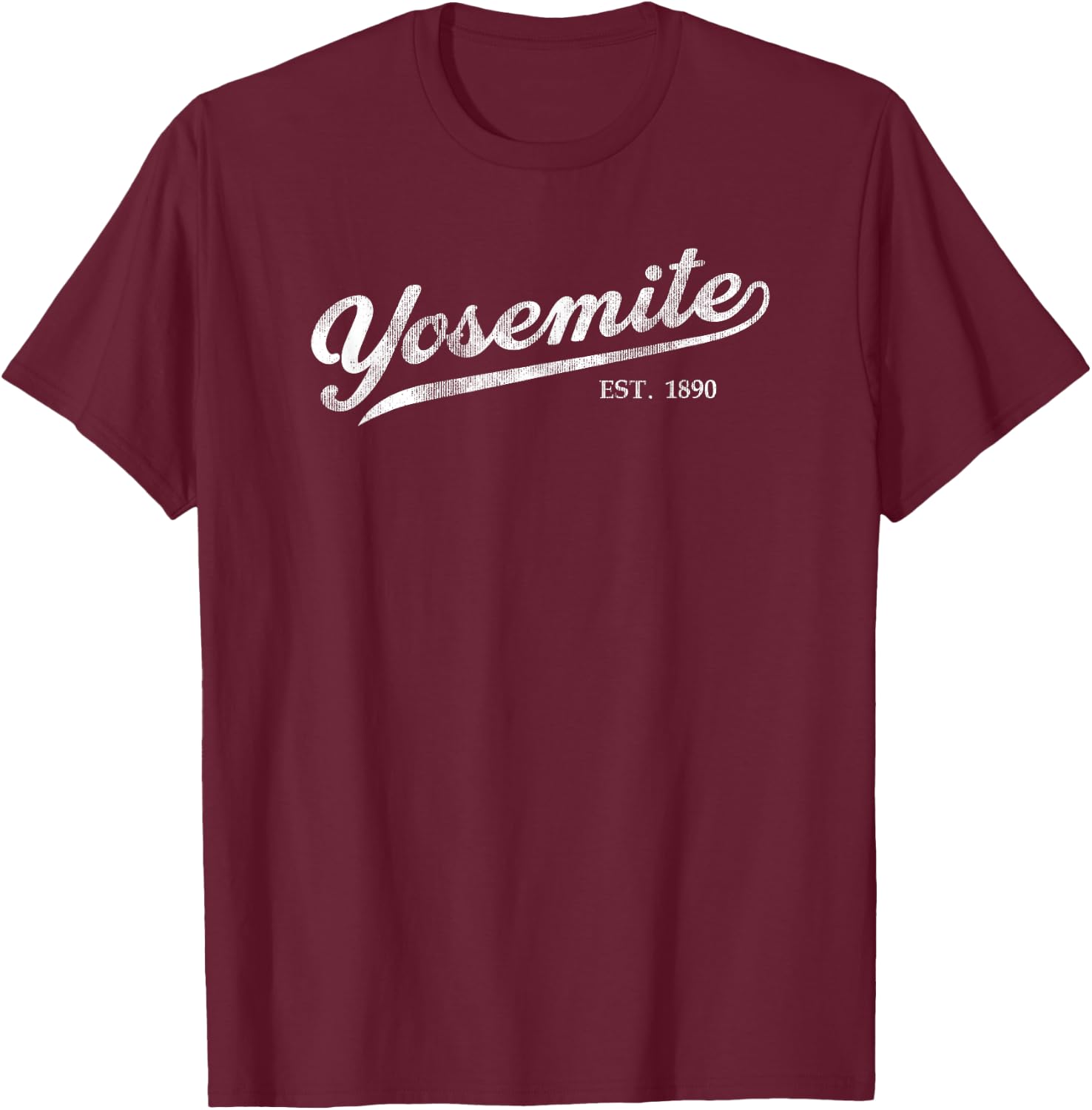 Retro Yosemite Vacation Souvenir Vintage Cursive Script T-Shirt - T-Shirt | Maroon