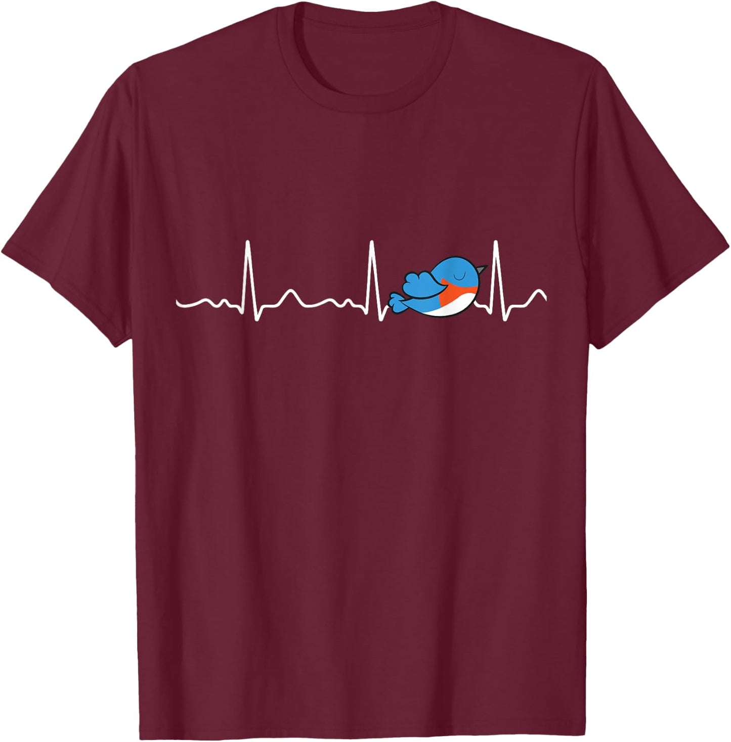 Bluebird Lover Bluebird Heartbeat Cute Bluebird T-Shirt - T-Shirt | Maroon