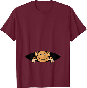 Pregnancy Announce Design with Monkey Ape Mom Pregnant T-Shirt - T-Shirt | Maroon