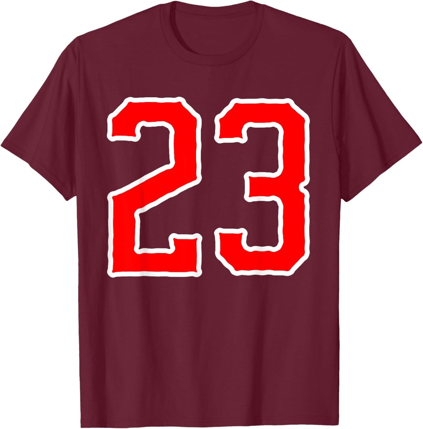 Number #23 White Red Sports Team Number 23 T-Shirt - T-Shirt | Maroon