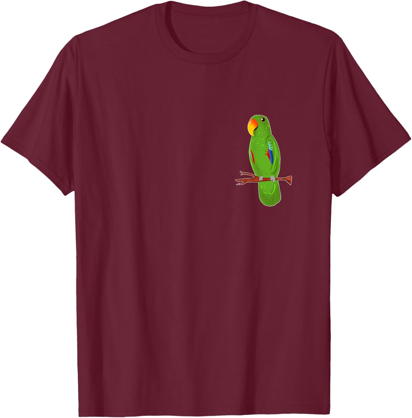 Green Eclectus Parrot Cute Drawing T-Shirt - T-Shirt | Maroon