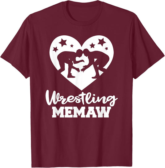 Wrestling Memaw Funny Wrestler Athlete Memaw T-Shirt - T-Shirt | Maroon