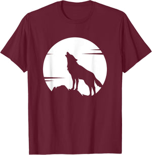 Lone Wolf Howling at the Moon Jackal Animal Gift Men Women T-Shirt - T-Shirt | Maroon