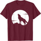 Lone Wolf Howling at the Moon Jackal Animal Gift Men Women T-Shirt - T-Shirt | Maroon