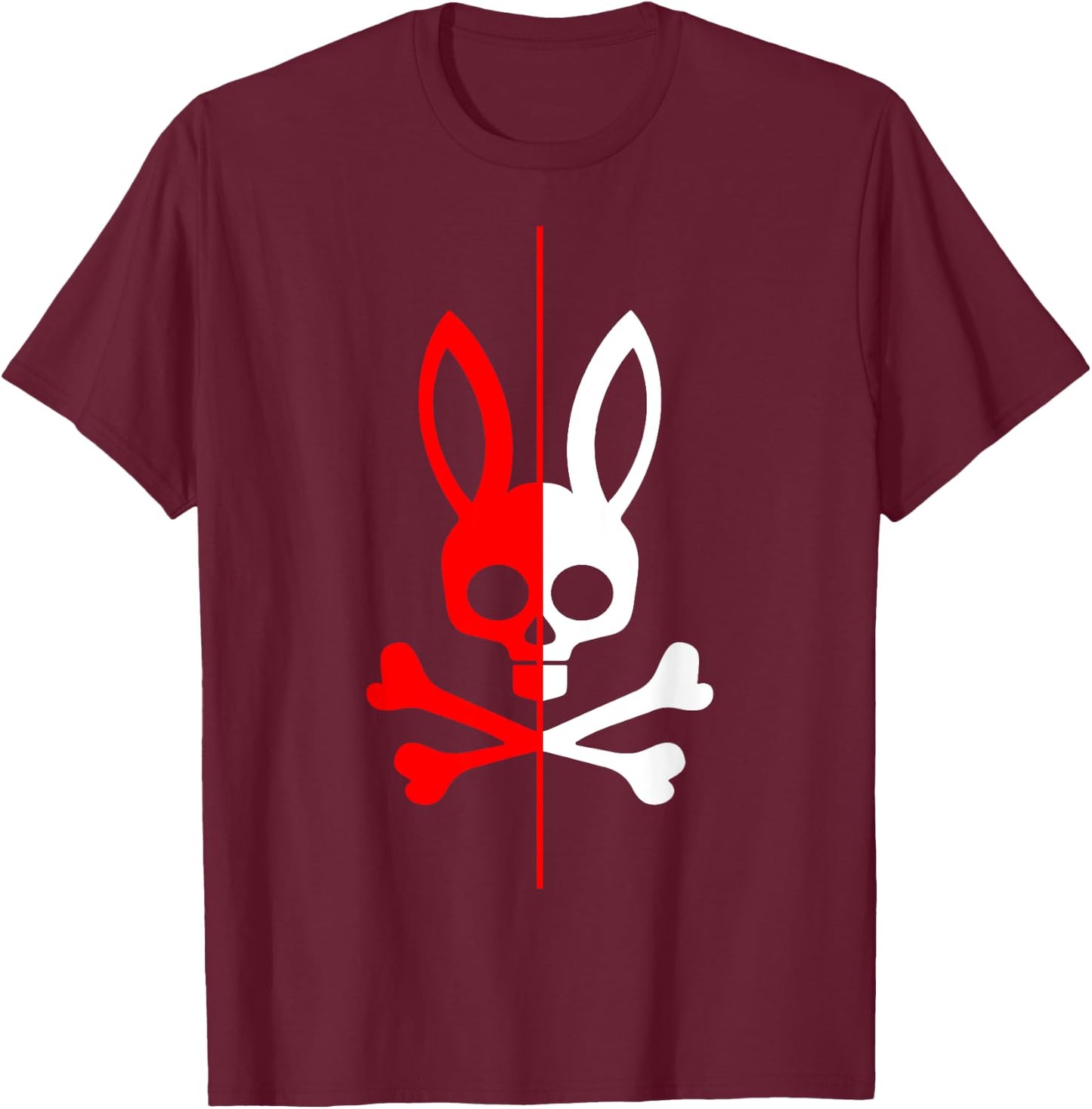 Scary Skull And Crossbones Bad Rabbit Horror Bunny Halloween T-Shirt - T-Shirt | Maroon