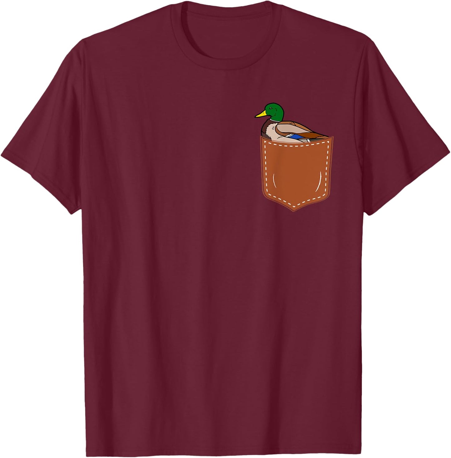 Cute Mallard bird in Small Pocket,Funny Mallard Lover T-Shirt - T-Shirt | Maroon