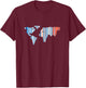 Climate Change - Warming Stripes - World Map T-Shirt - T-Shirt | Maroon