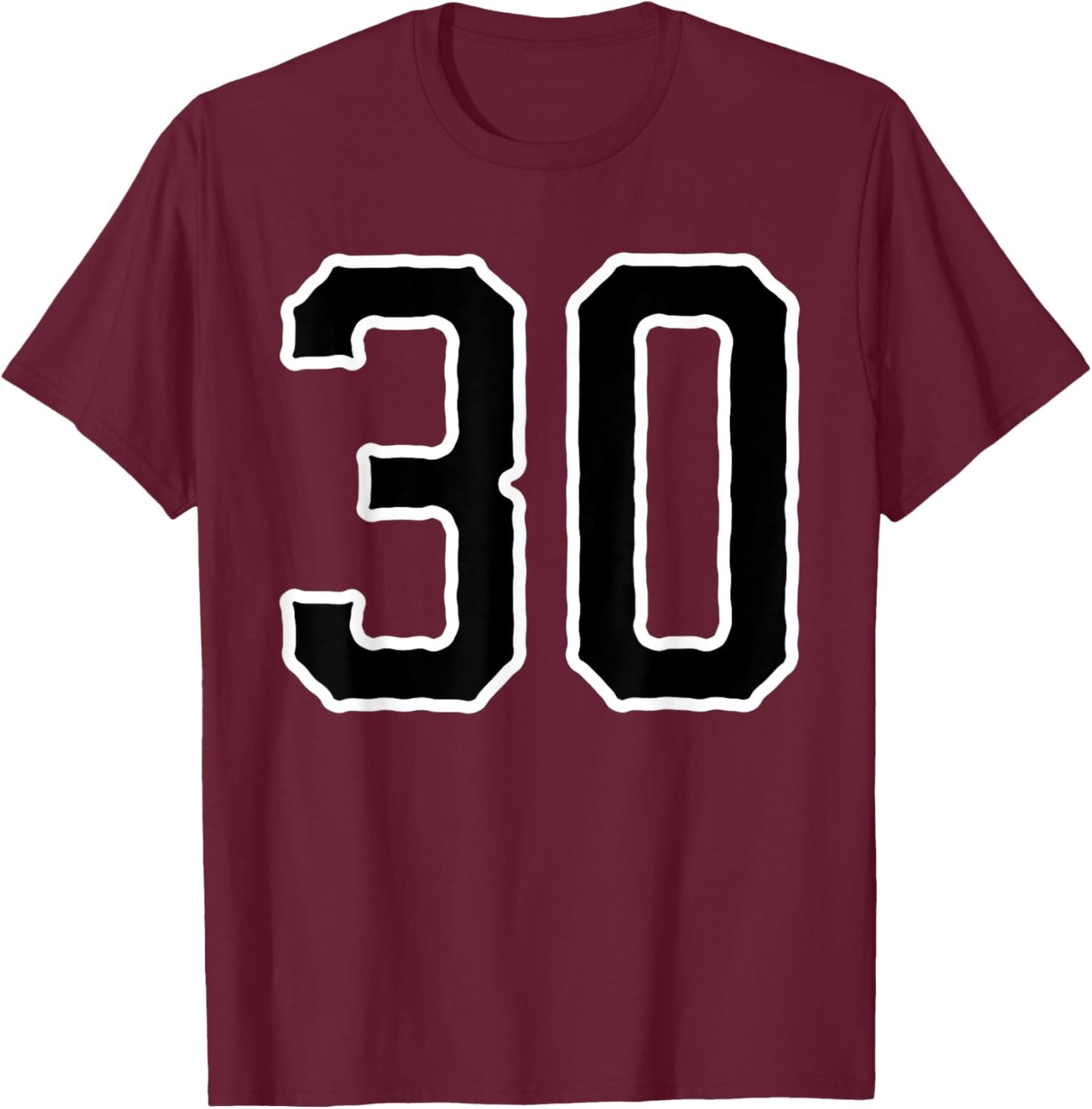 Jersey #30 White Black Sports Team Jersey Number 30 T-Shirt - T-Shirt | Maroon