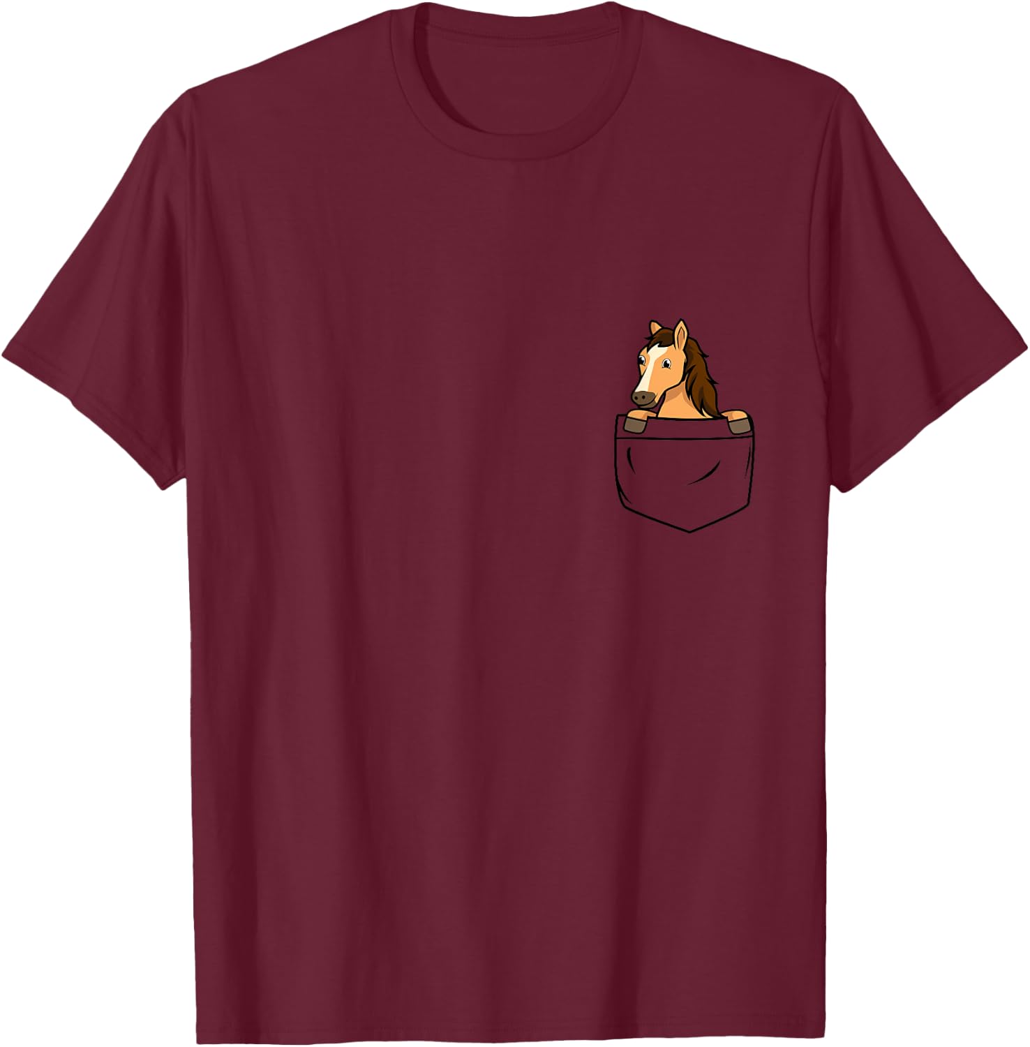 Pocket Horse Funny Cute Animal in your Pocket T-Shirt - T-Shirt | Maroon