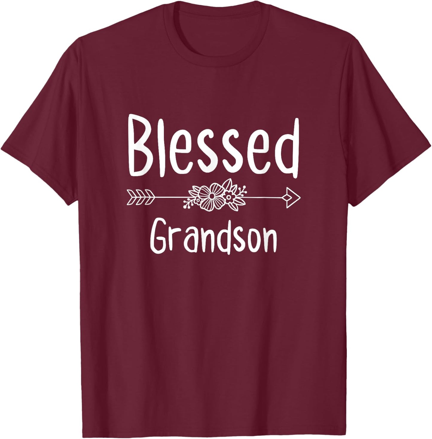 Blessed Grandson Christian Religion Spiritual Birthday T-Shirt - T-Shirt | Maroon