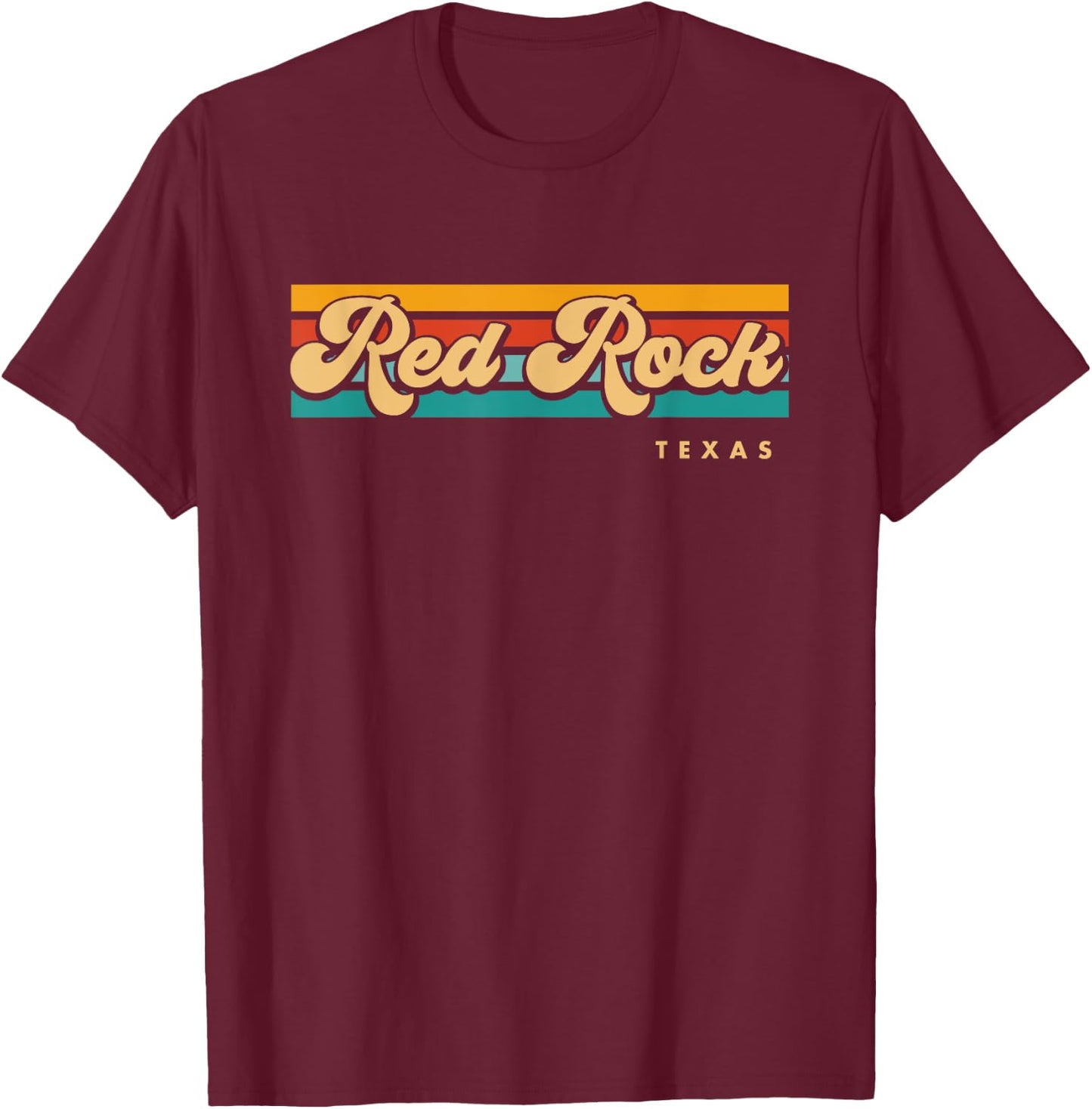 Vintage Sunset Stripes Red Rock, Texas T-Shirt - T-Shirt | Maroon