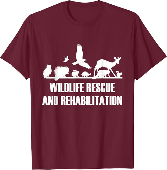 Wildlife Rescue Quotes Black -Adults , Small, Short Sleeve T-Shirt - T-Shirt | Maroon