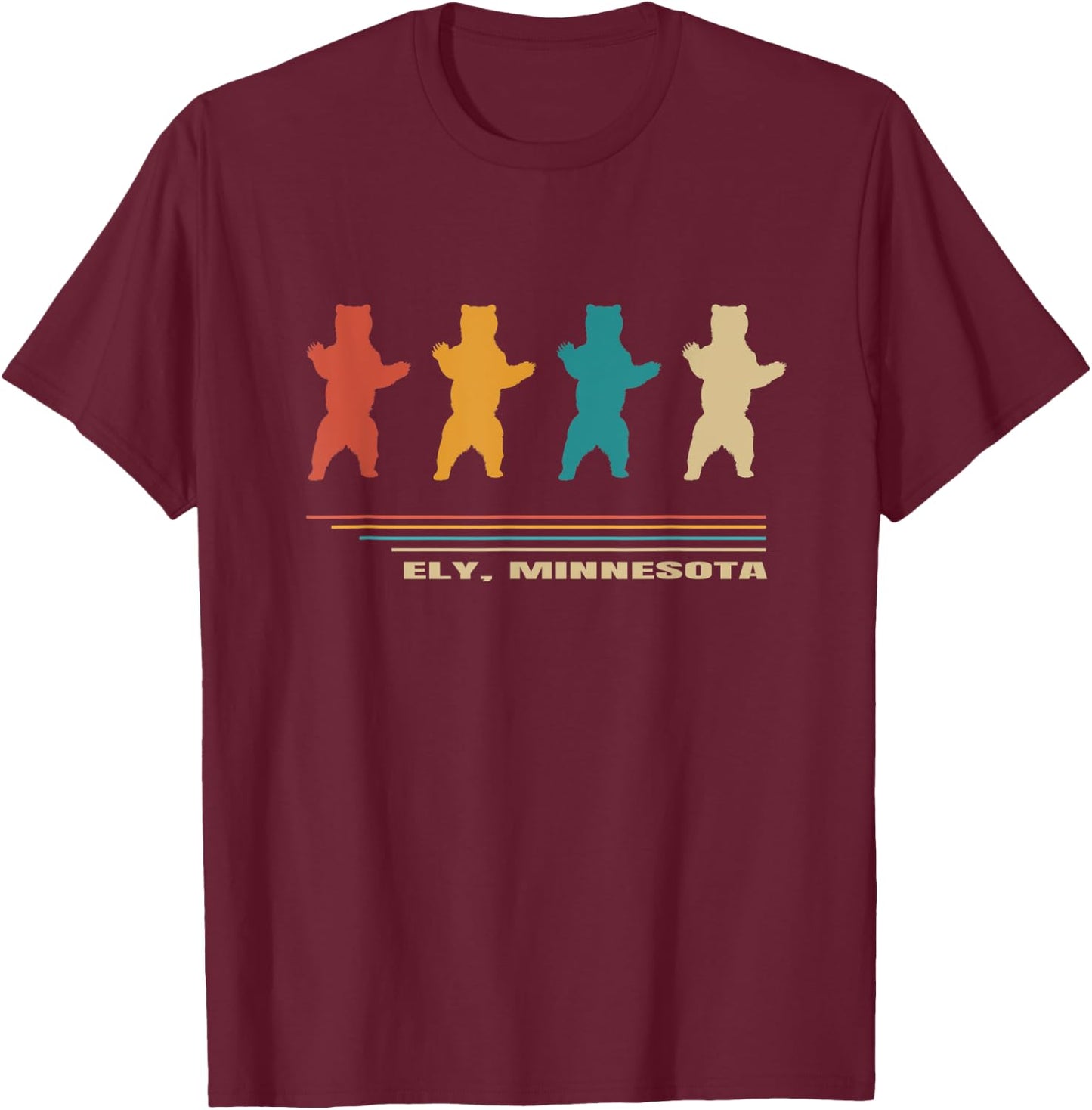 Ely Minnesota Vintage Bear MN Home State Hike Retro Camp 80s T-Shirt - T-Shirt | Maroon