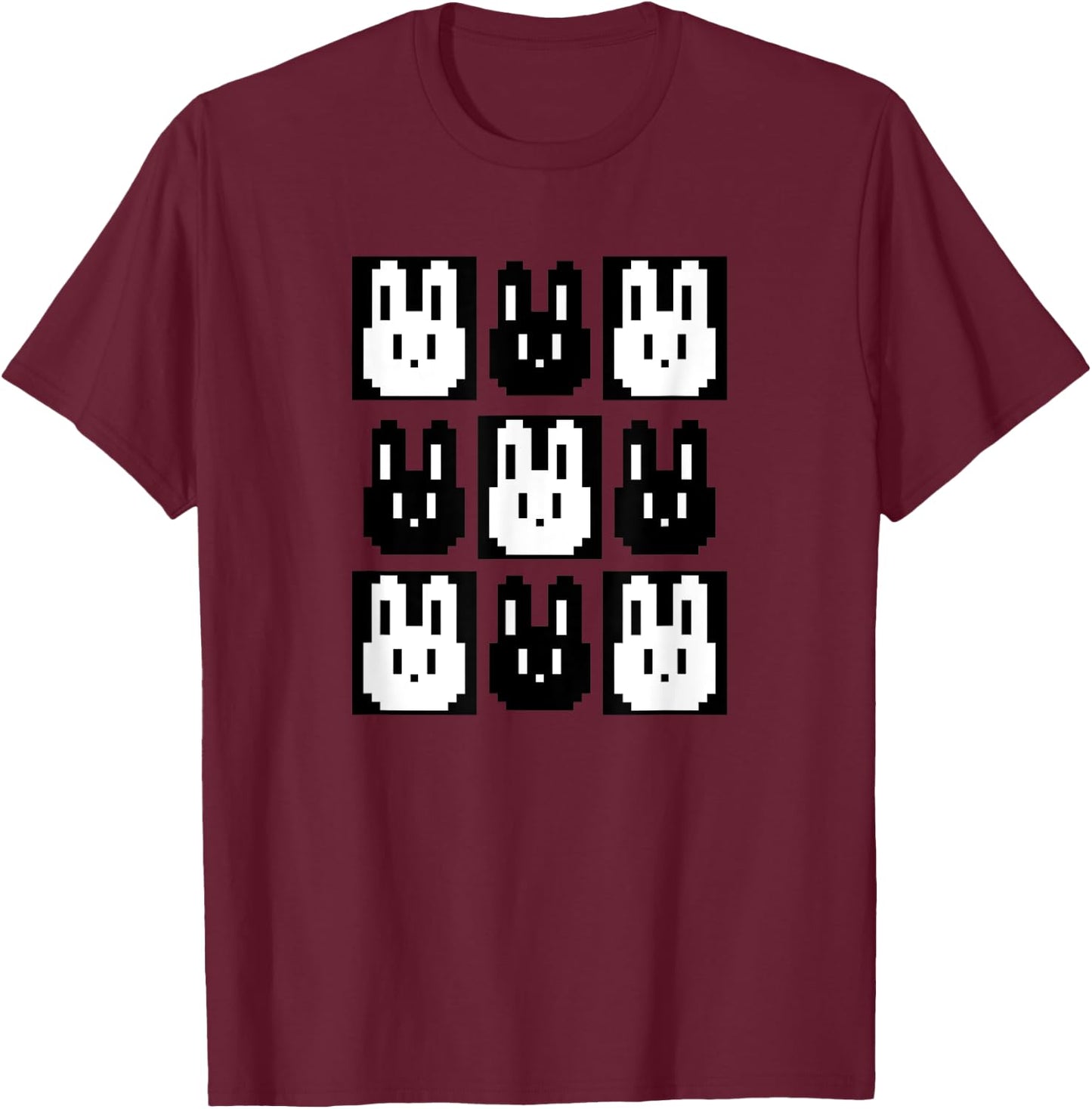 Pixel rabbit retro gaming fun T-Shirt - T-Shirt | Maroon