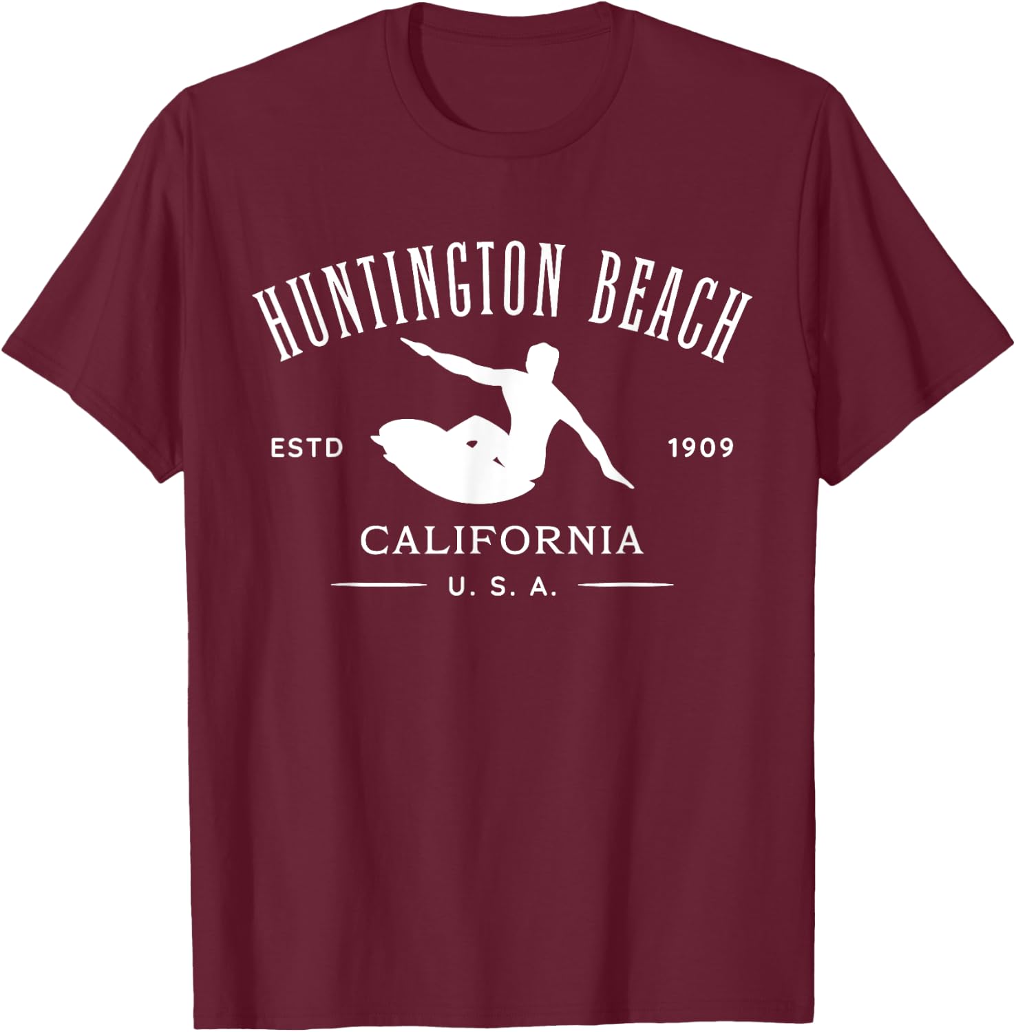 Huntington Beach California Surf Design Men Women Girls Kids T-Shirt - T-Shirt | Maroon