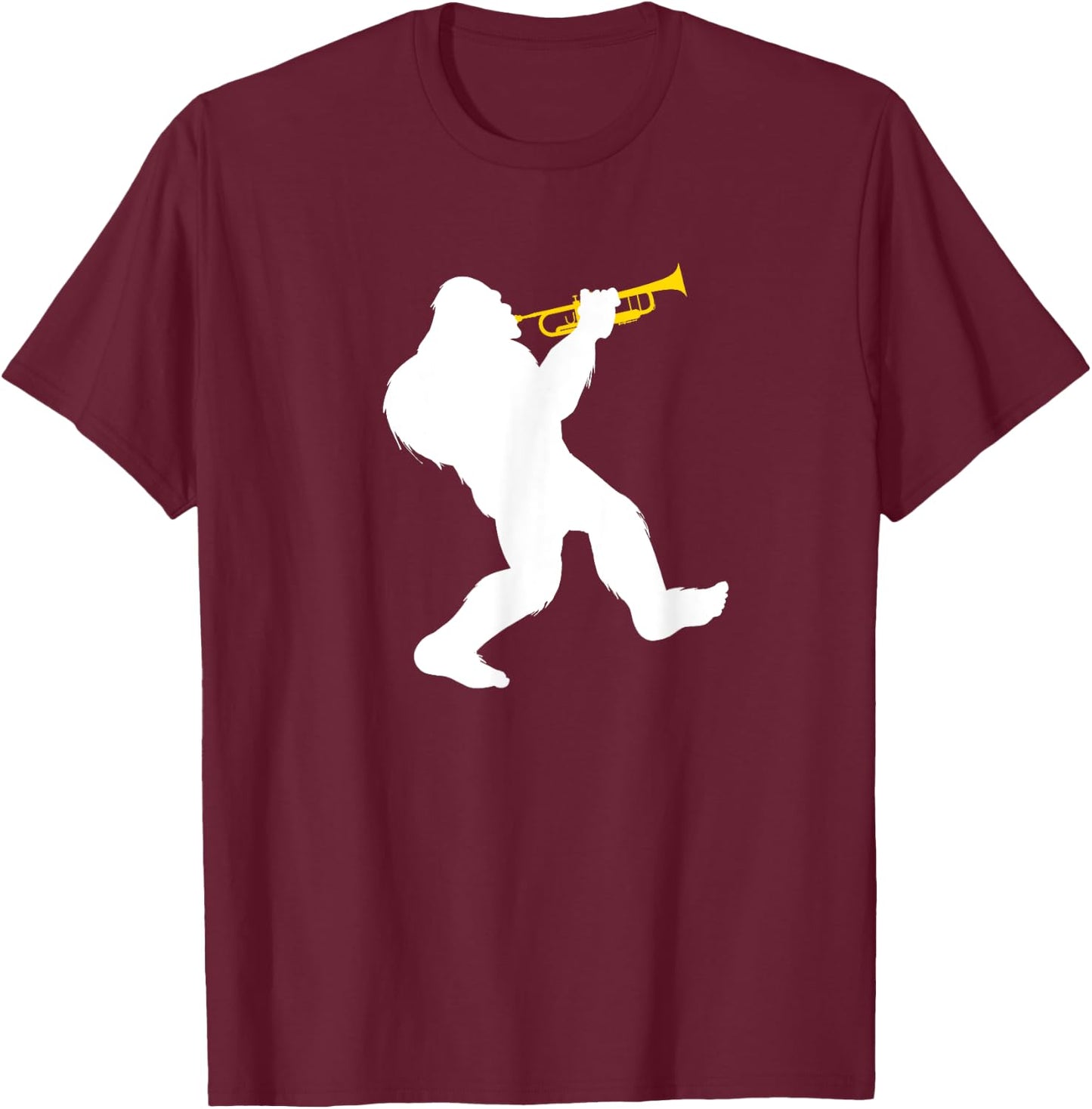 Bigfoot playing a trumpet T-Shirt - T-Shirt | Maroon