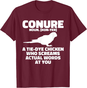 Green Cheek Conure Definition Parrot Bird Sun Conure T-Shirt - T-Shirt | Maroon