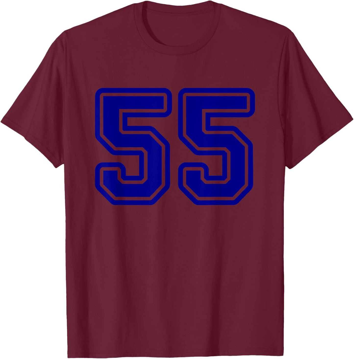Number #55 Blue Sport Varsity Number 55 T-Shirt - T-Shirt | Maroon