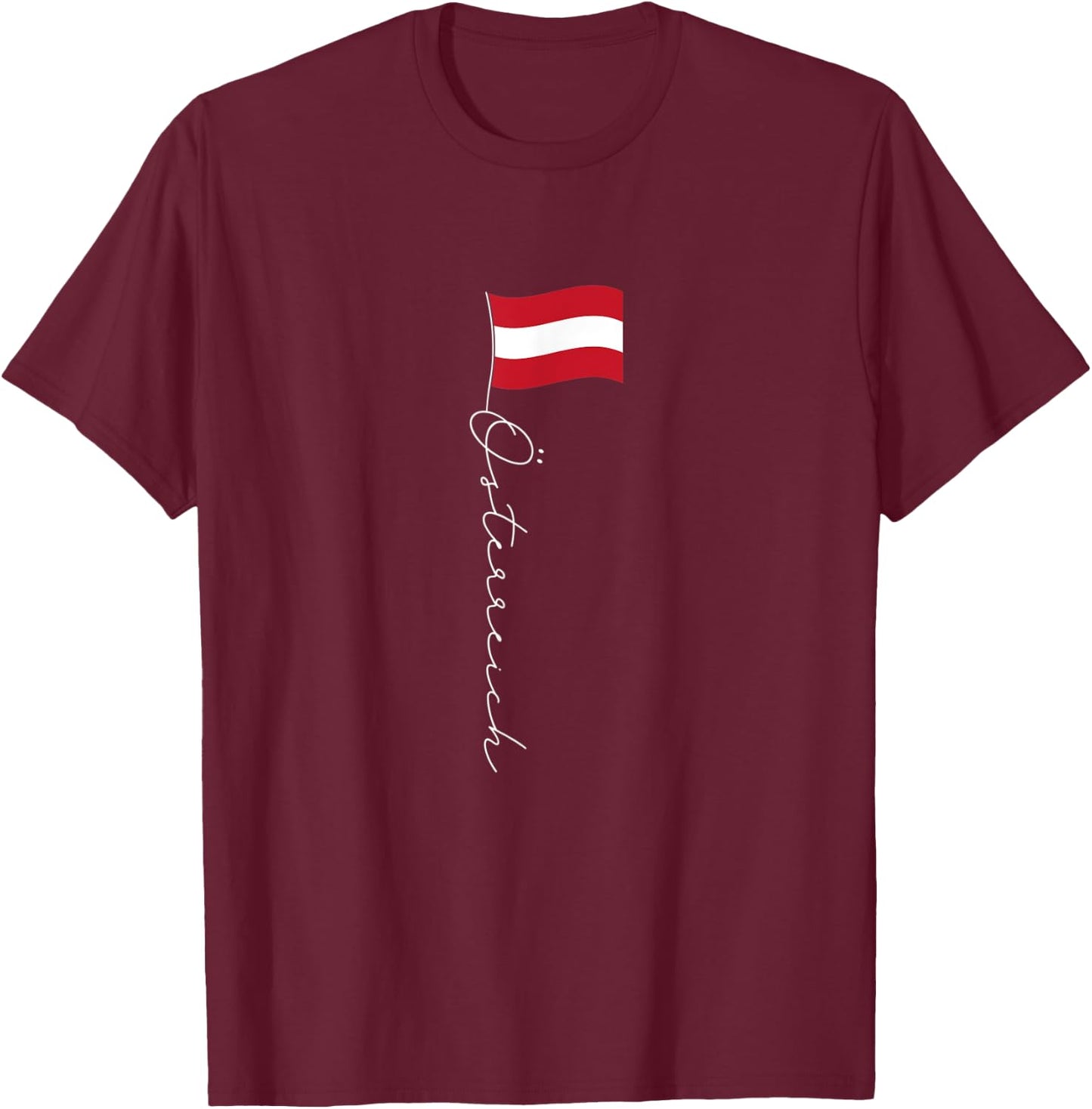 Austria Signature Flag Pole - Patriotic Austrian Flag Women Kids Men T-Shirt - T-Shirt | Maroon