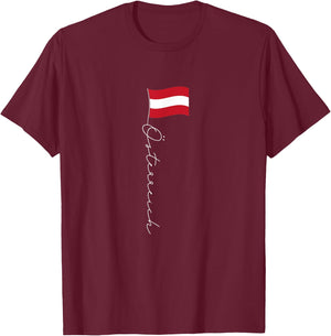 Austria Signature Flag Pole - Patriotic Austrian Flag Women Kids Men T-Shirt - T-Shirt | Maroon