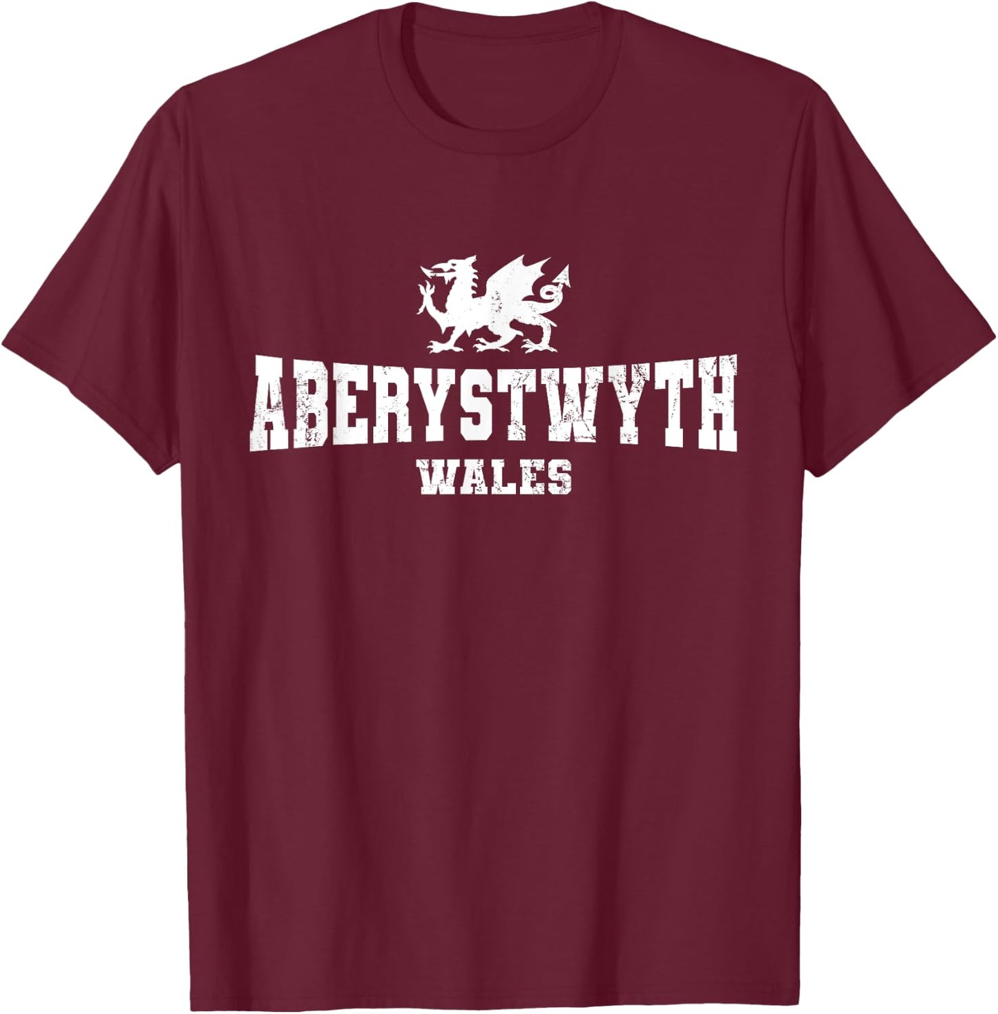 Aberystwyth Wales Welsh Dragon Flag Cymru T-Shirt - T-Shirt | Maroon