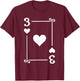Playing Cards Costume - Three Card - 3 of Hearts T-Shirt - T-Shirt | Maroon