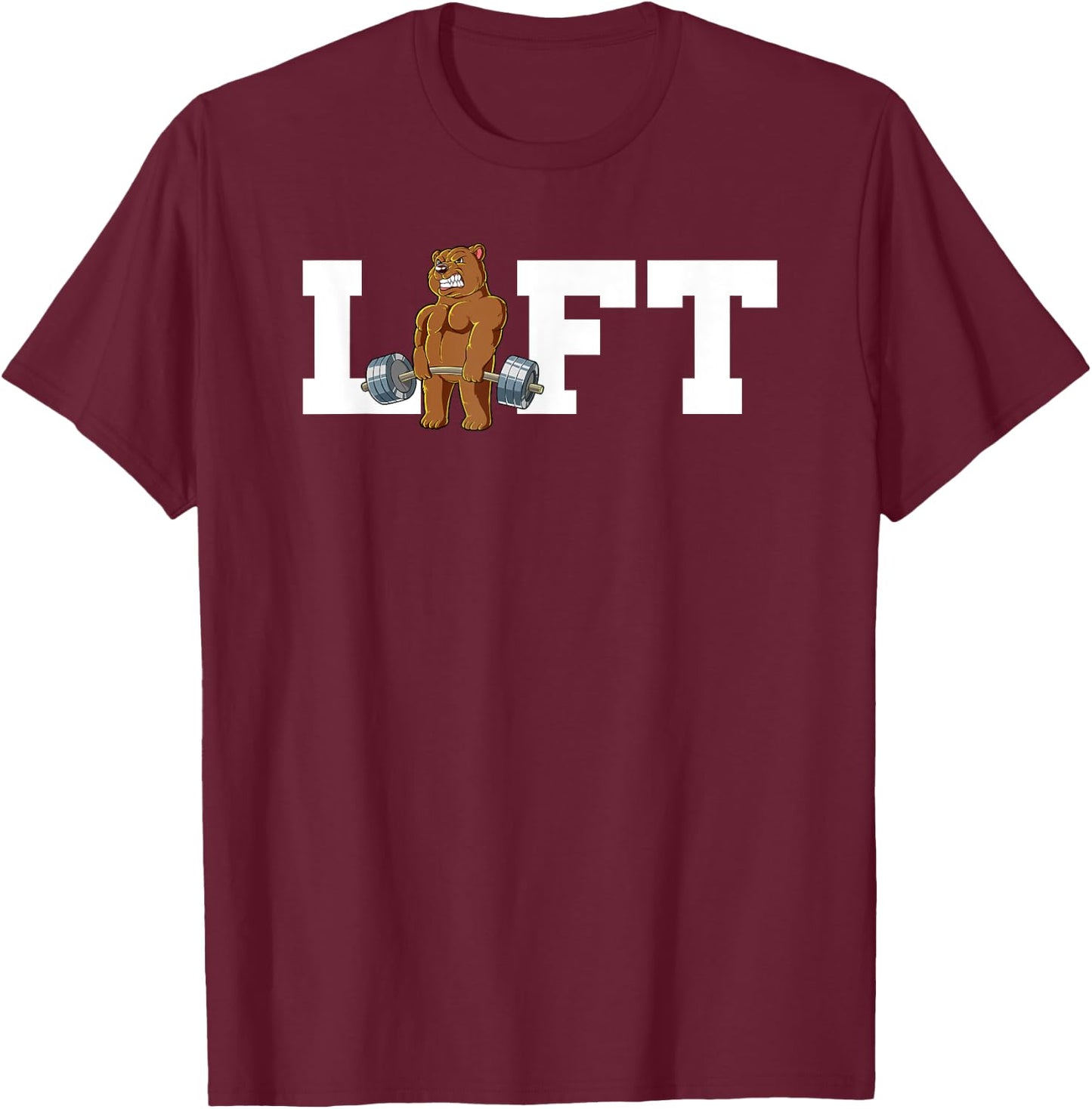Bear Gym Weight Training Lift Deadlift T-Shirt - T-Shirt | Maroon
