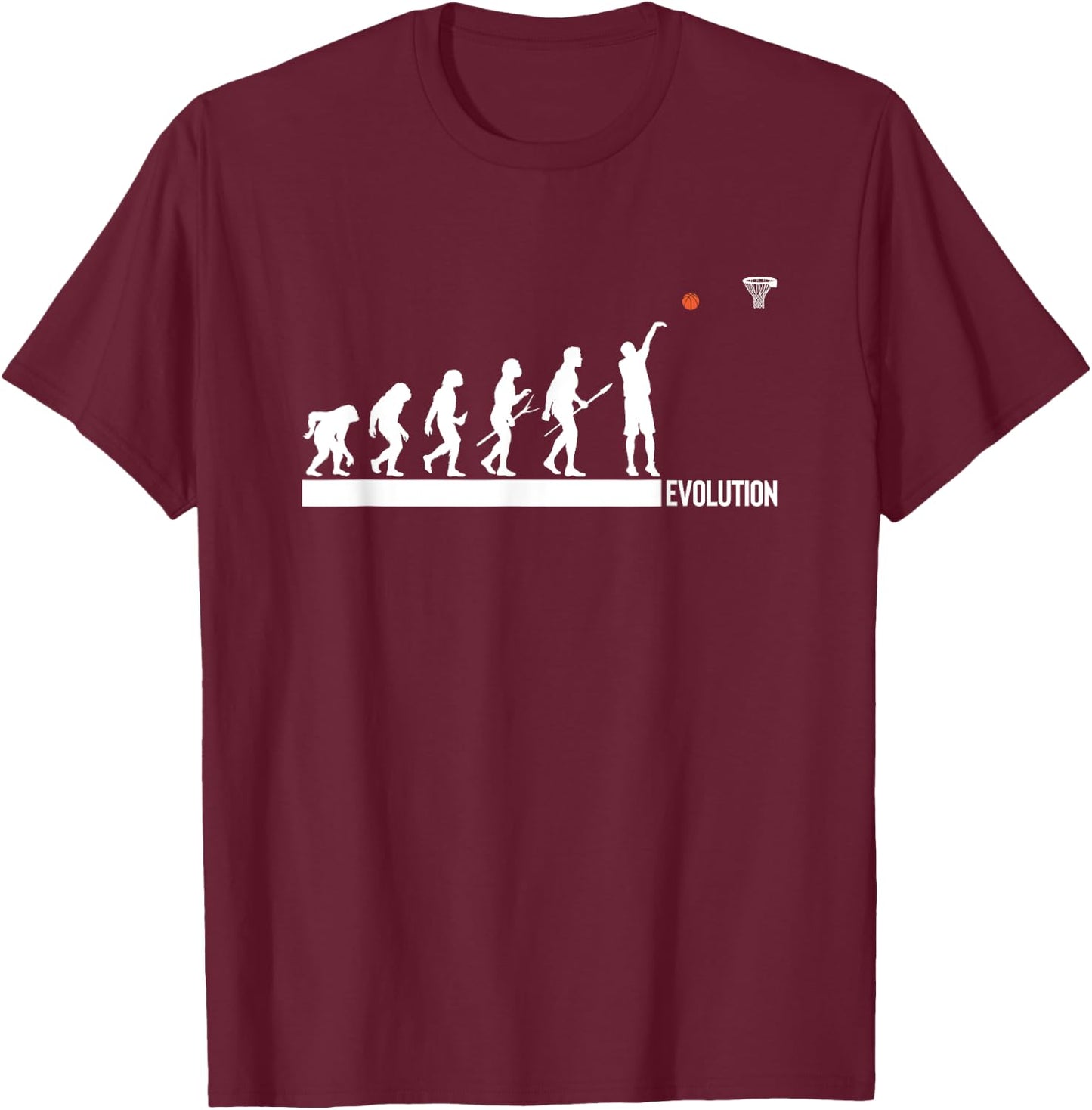 Basketball Evolution Of Man Sport Human Players Fans T-Shirt - T-Shirt | Maroon