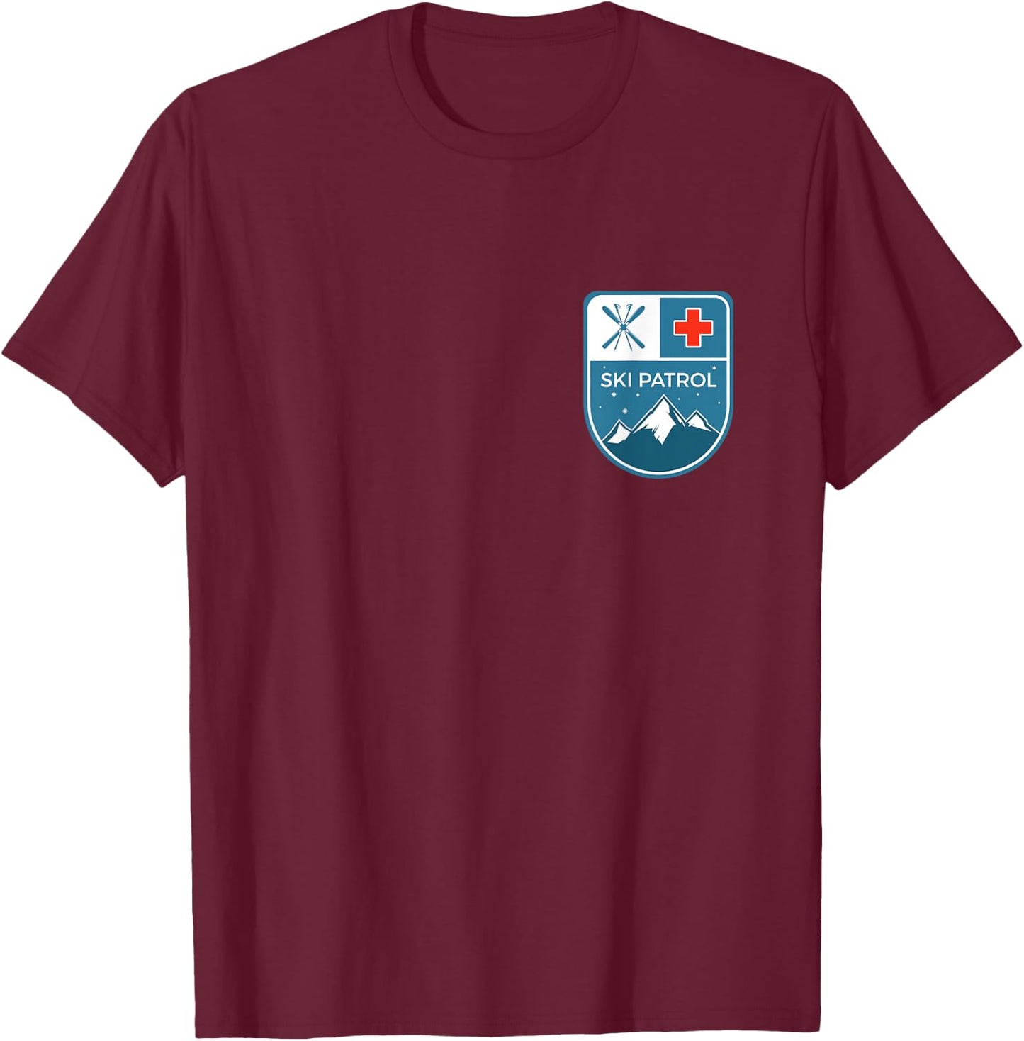 Ski Patrol Logo Pocket Official Skiier Snowboarder Funny T-Shirt - T-Shirt | Maroon