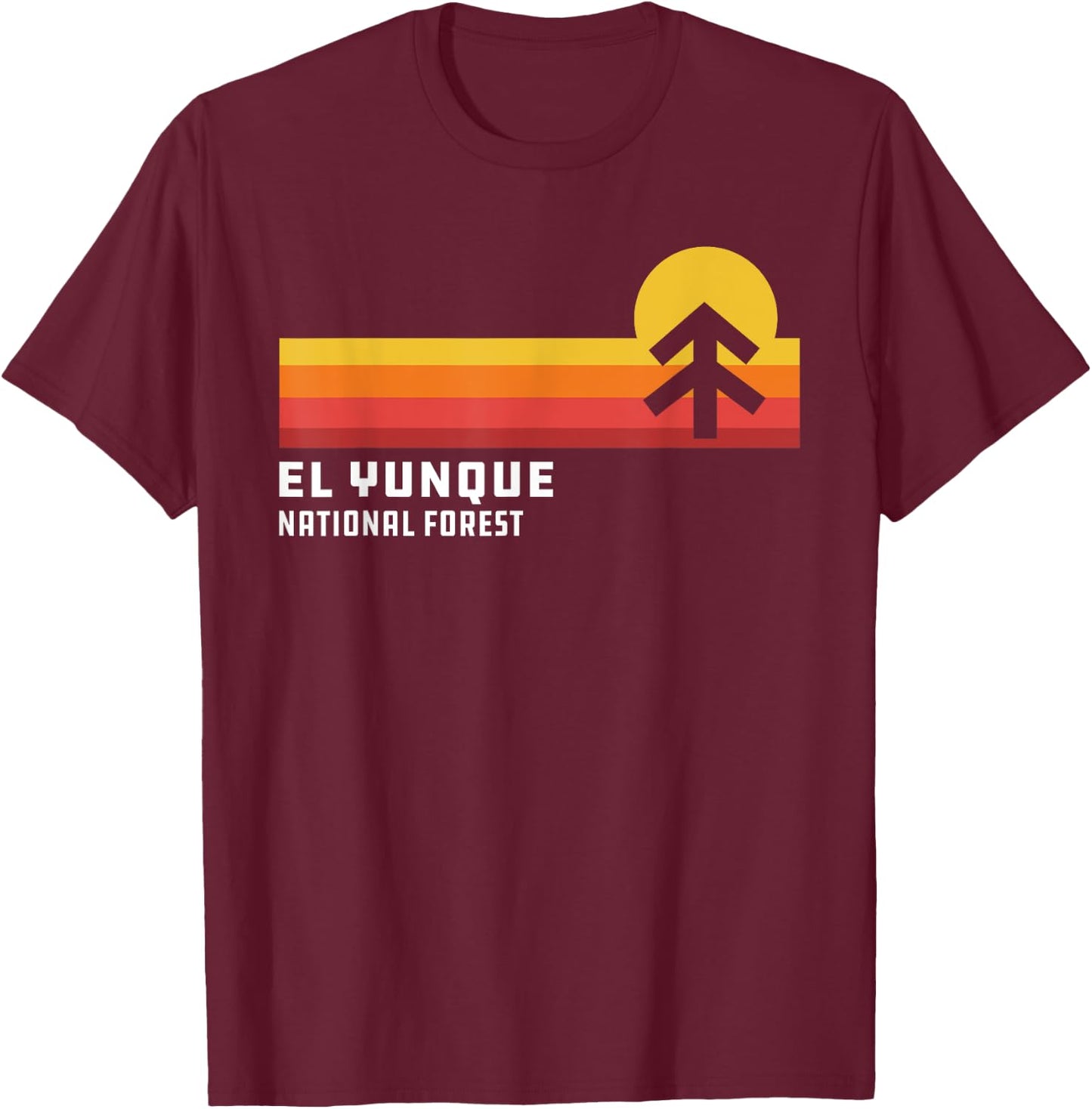 El Yunque National Forest Puerto Rico Retro Style Stripes T-Shirt - T-Shirt | Maroon