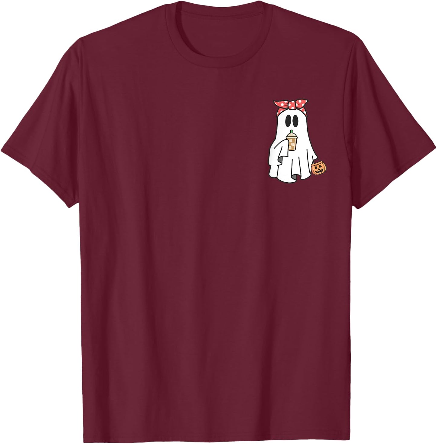 Iced Coffee Ghost Halloween Coffee Lover Spooky Season Women T-Shirt - T-Shirt | Maroon