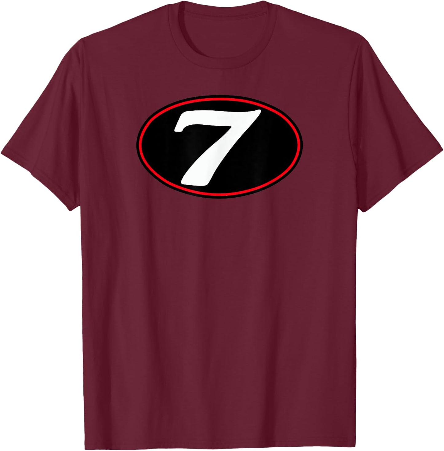 MG V7 Cafe Racer Italian Motorcycle #7 Oval Logo (Black) T-Shirt - T-Shirt | Maroon
