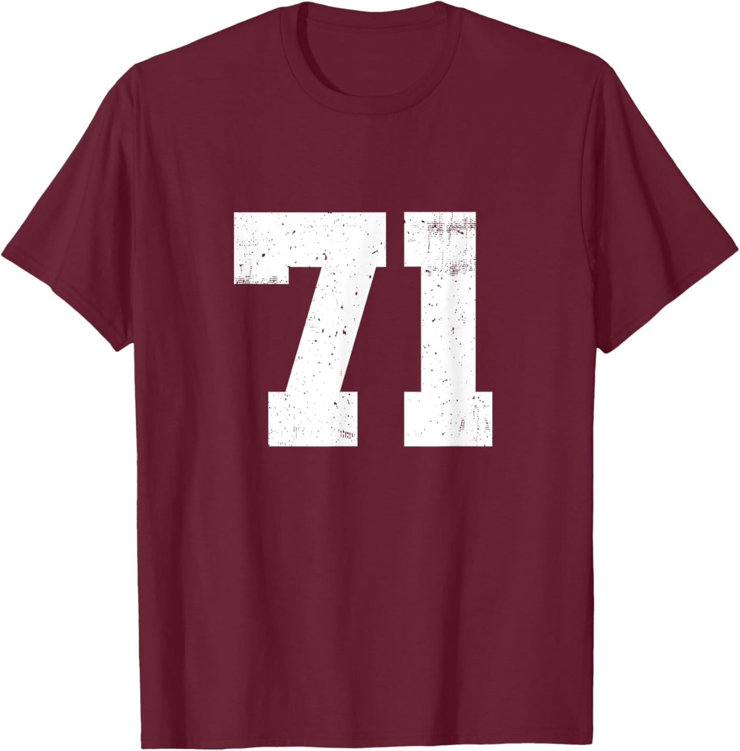 Retro Football Team Number 71 American Rugby Team Numbered T-Shirt - T-Shirt | Maroon