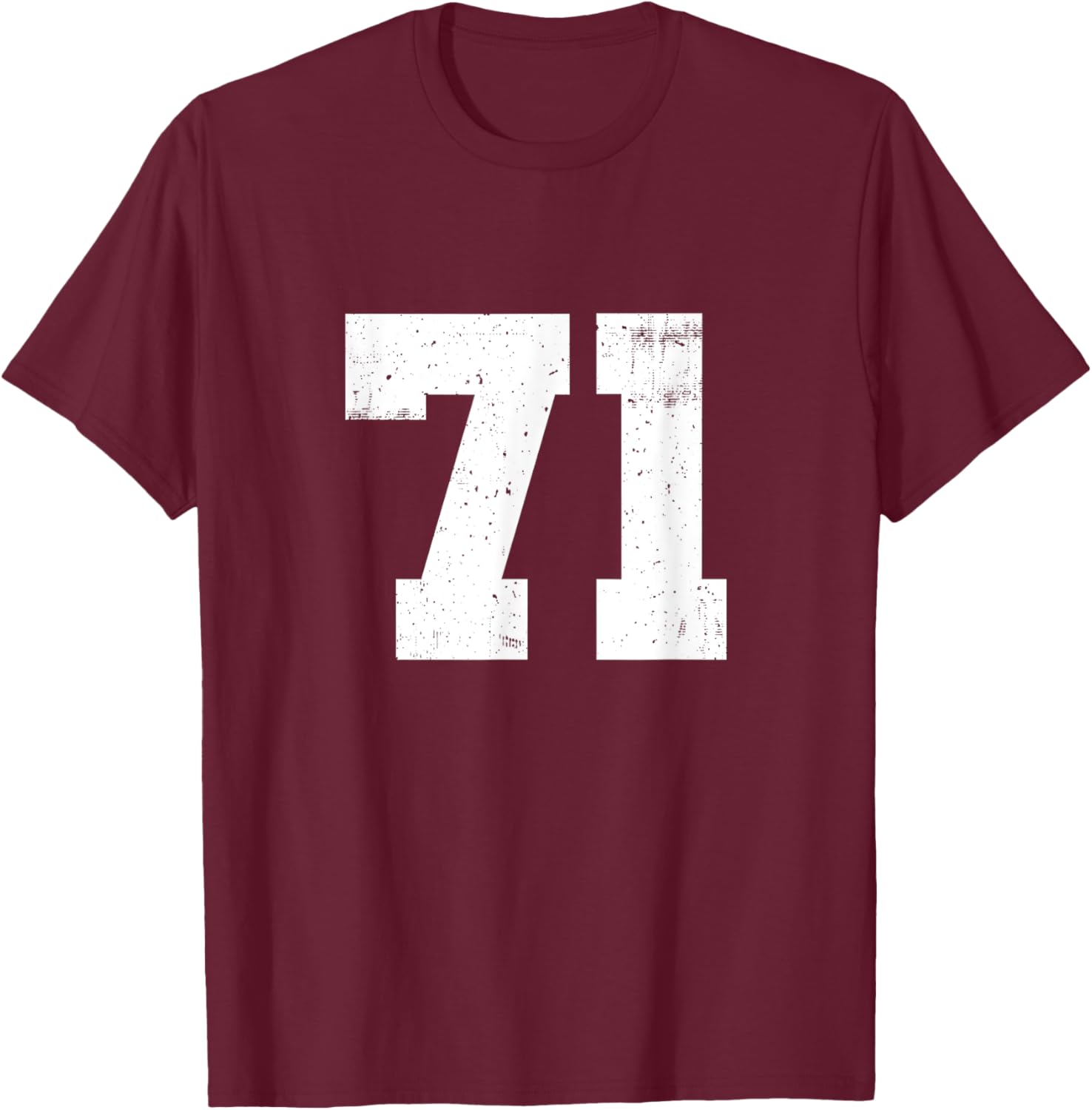 Retro Football Team Number 71 American Rugby Team Numbered T-Shirt - T-Shirt | Maroon