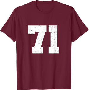 Retro Football Team Number 71 American Rugby Team Numbered T-Shirt - T-Shirt | Maroon