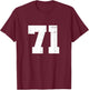 Retro Football Team Number 71 American Rugby Team Numbered T-Shirt - T-Shirt | Maroon
