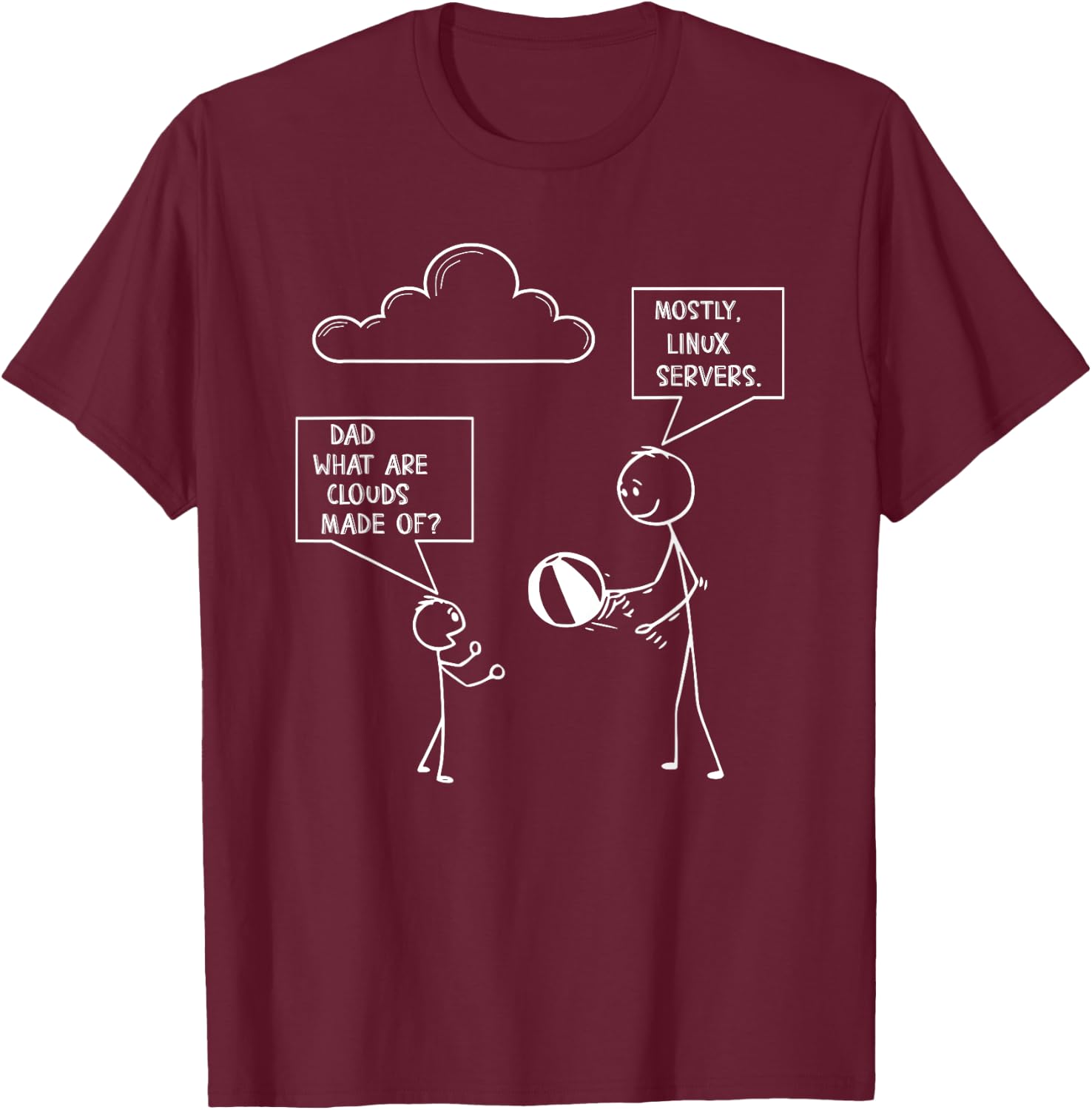 Funny programmer coder joke clouds made of linux servers T-Shirt - T-Shirt | Maroon