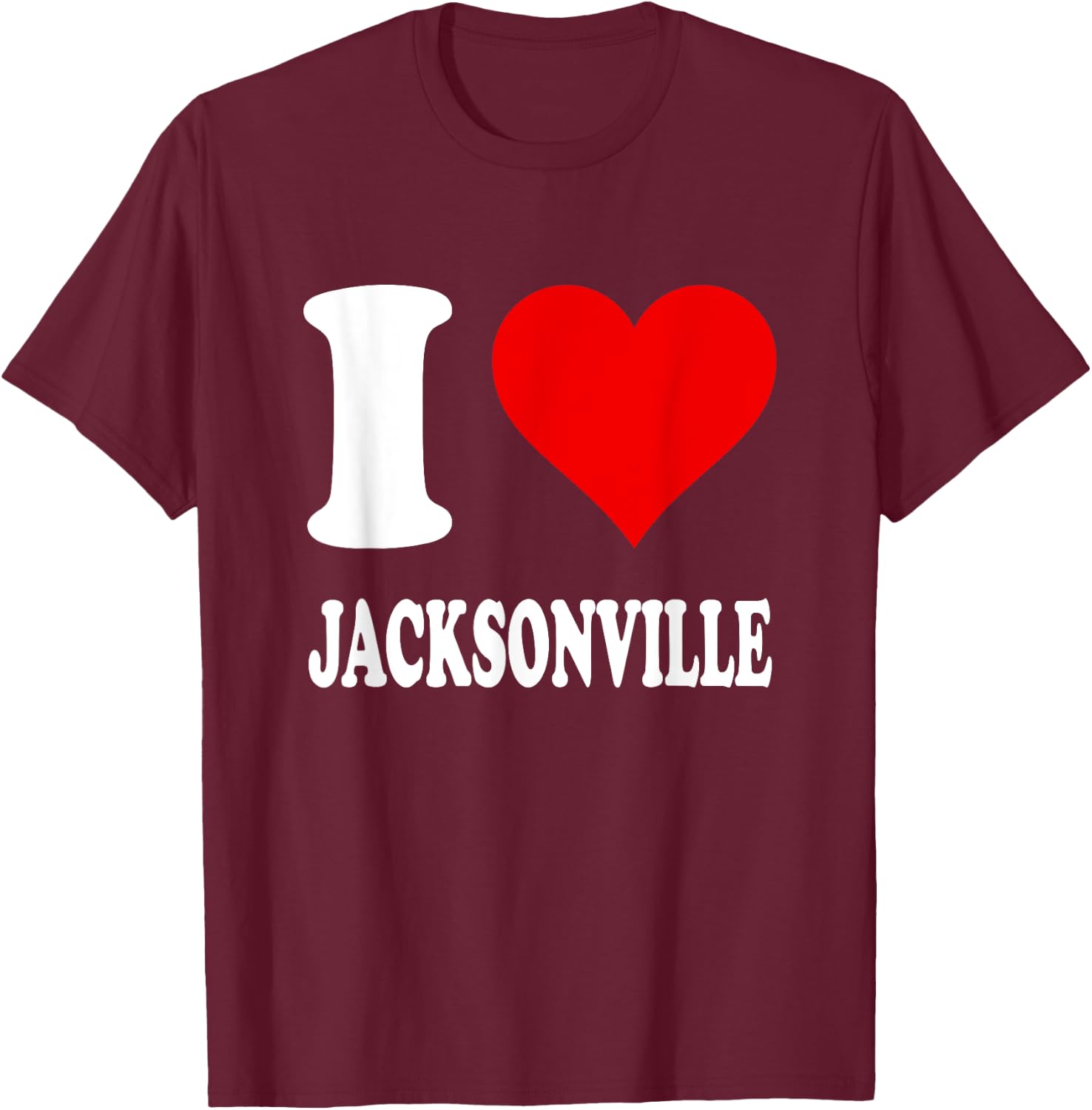 Red Heart I Love Jacksonville T-Shirt - T-Shirt | Maroon