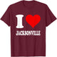 Red Heart I Love Jacksonville T-Shirt - T-Shirt | Maroon